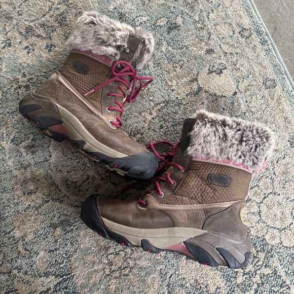 Keen Shoes - Keen Waterproof Winter Boots Brown Leather Faux Fur Insulated Women's 10